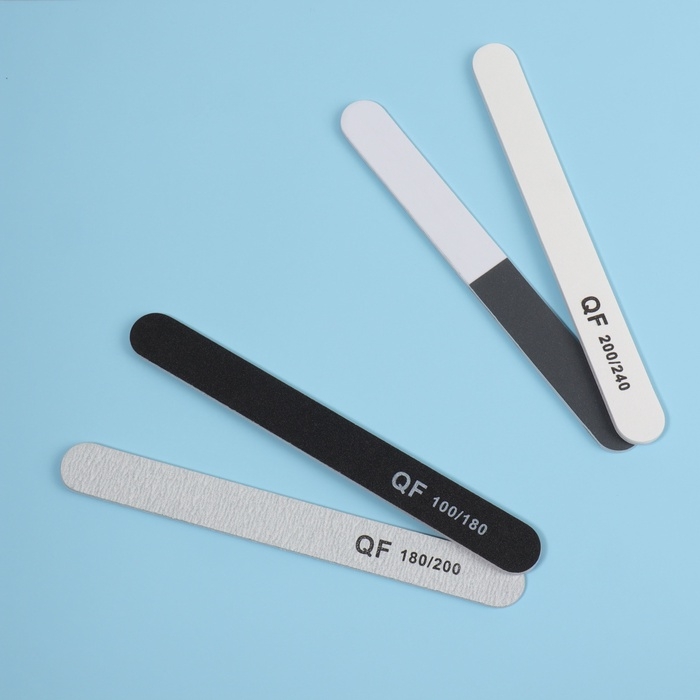 Пилки - наждаки, абразивность 100/180, 180/200, 200/240, 18 см, 4 шт, цвет чёрный/серый/белый