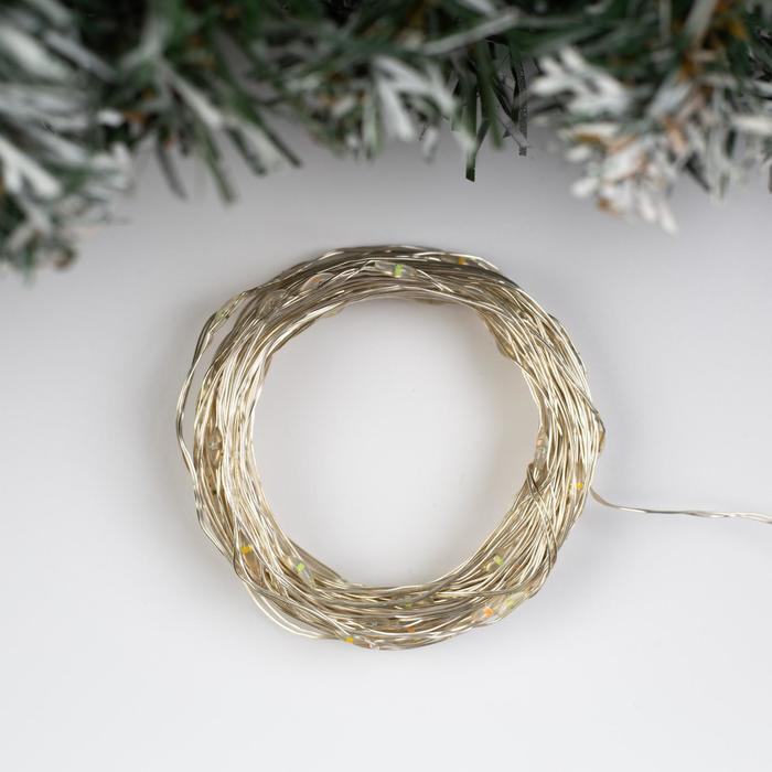 Гирлянда &laquo;Нить&raquo; 10 м роса, IP20, серебристая нить, 100 LED, свечение мульти, 12 В