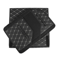 Органайзер кофр в багажник, C2R HT087, 48&times;30&times;30 см, экокожа, черный, бежевая строчка