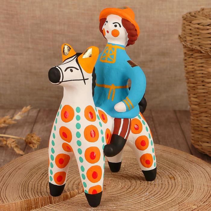 Дымковская игрушка Дымковская игрушка "Всадник", 12 см, микс