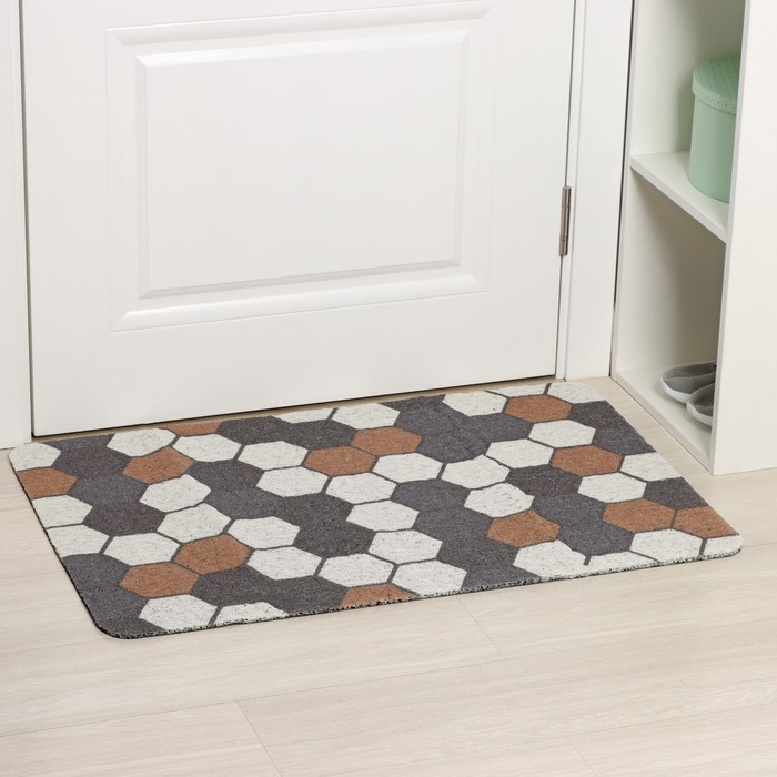 Коврик придверный грязезащитный Доляна &laquo;Соты&raquo;, вырезной, 60&times;90 см