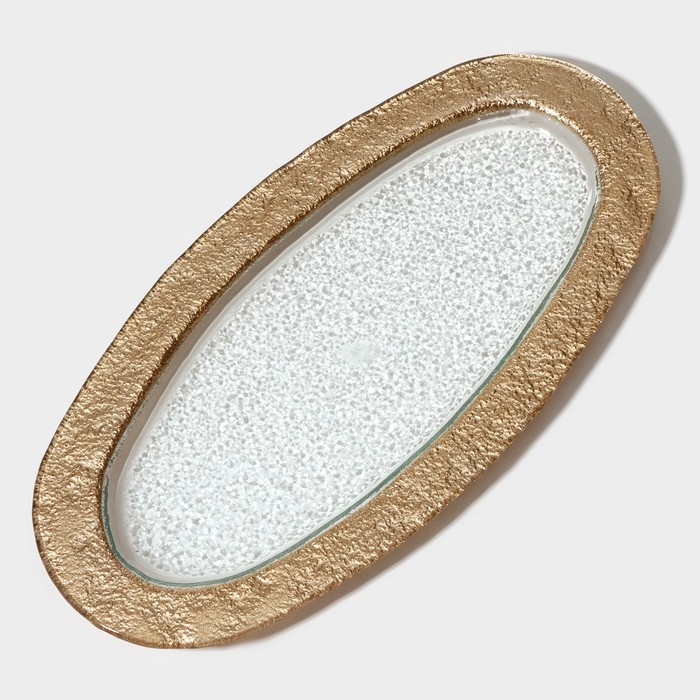 Блюдо стеклянное сервировочное Magistro &laquo;Сияние&raquo;, 16&times;32&times;1,5 см, цвет золотой