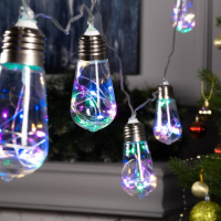 Гирлянда &laquo;Нить&raquo; 3 м с насадками &laquo;Лампа&raquo;, IP20, прозрачная нить, 80 LED, свечение мульти, 8 режимов, 220 В