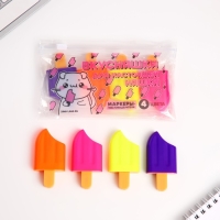 Набор текстовыделителей «Вкусняшки для настоящей няшки», МИКС 4 штуки. Набор текстовыделителей «Вкусняшки для настоящей няшки», МИКС 4 штуки.