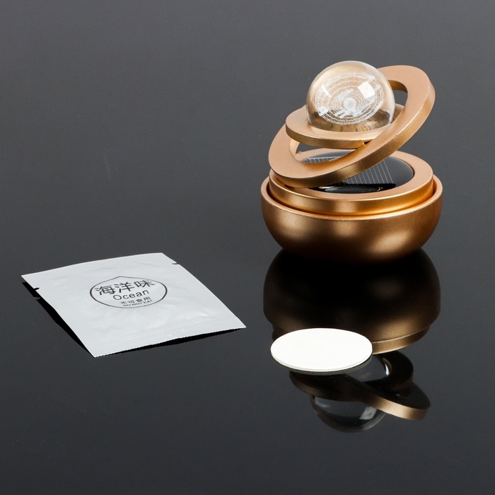 Аксессуар на панель с ароматизатором, гравитационные кольца, вращается от солнца, планета, золото Аксессуар на панель с ароматизатором, гравитационные кольца, вращается от солнца, планета, золото