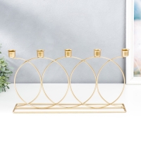 Подсвечник металл на 5 свечей "Окружности" золото 23х43 см Подсвечник металл на 5 свечей "Окружности" золото 23х43 см