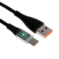 Кабель, 3 А, Type-C - USB, прозрачный, TPE оплётка, 1 м, чёрный Кабель, 3 А, Type-C - USB, прозрачный, TPE оплётка, 1 м, чёрный