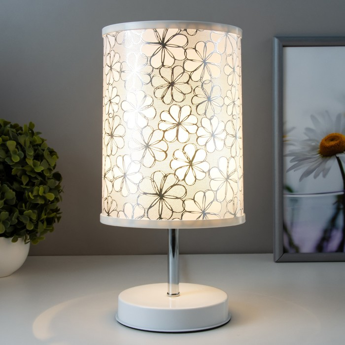 Лампа настольная "Ромашки" 1x60Вт E27 белый 14,5х14,5х30 см RISALUX