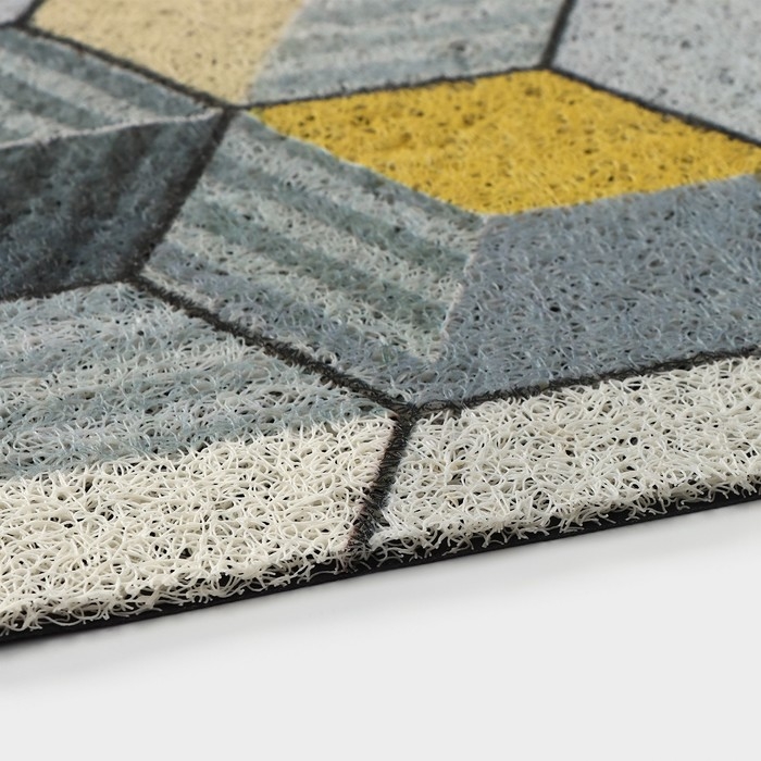 Коврик придверный грязезащитный Доляна &laquo;Мозаика&raquo;, вырезной, 78&times;118 см, цвет серый, жёлтый