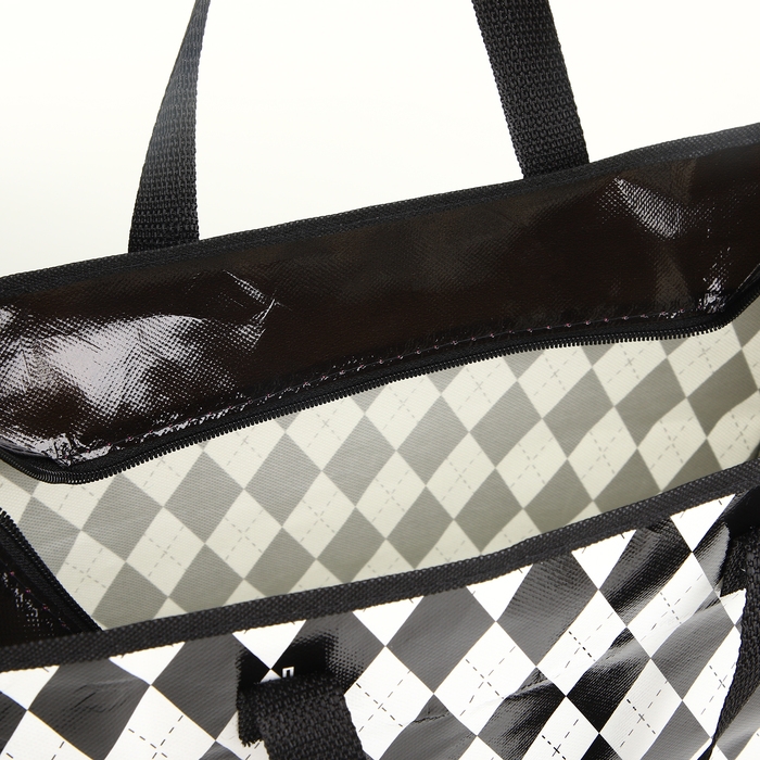 Сумка хозяйственная на молнии, цвет чёрный/белый