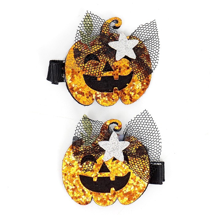 Карнавальный зажим «Тыква» набор 2 штуки Карнавальный зажим «Тыква» набор 2 штуки