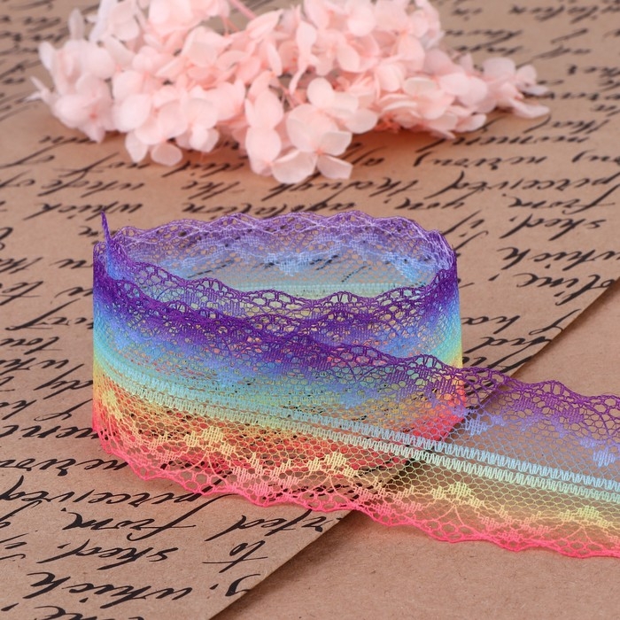 Кружево капроновое &laquo;Радуга яркая&raquo;, 35 мм &times; 10 &plusmn; 1 м, цвет разноцветный №1