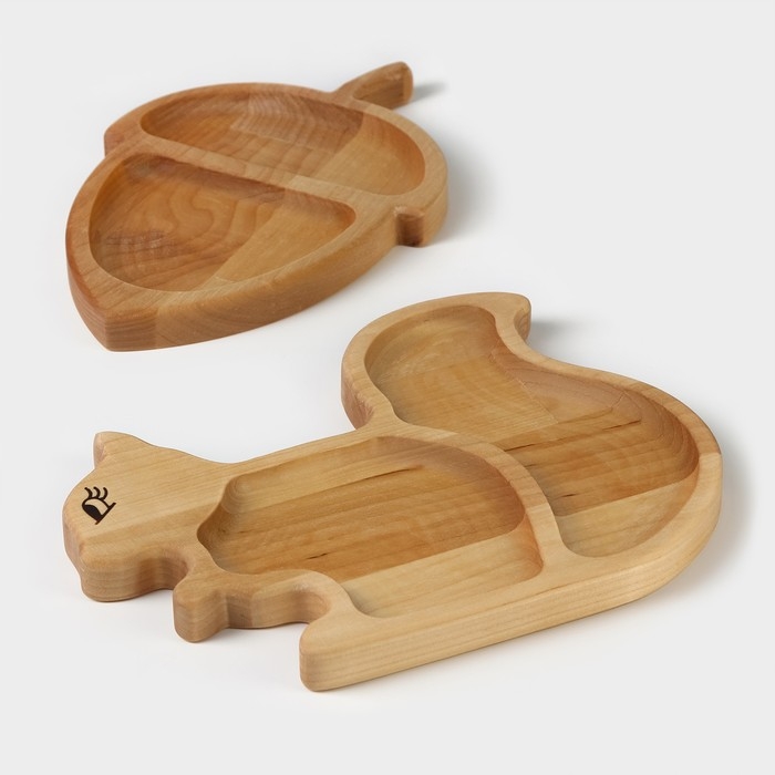 Подарочный набор деревянной посуды Adelica &laquo;Белка с орехом&raquo;, менажницы: белка 25&times;19 см, орех 25&times;16 см, масло 100 мл, магнит в подарок