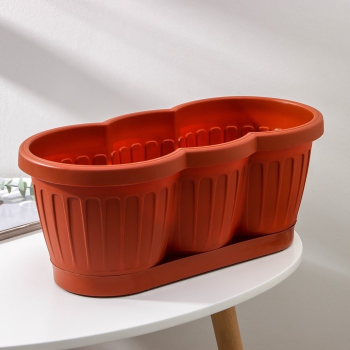 Ящик для цветов с поддоном &laquo;Гусеница&raquo;, цвет МИКС