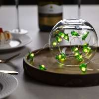 Гирлянда &laquo;Нить&raquo; 2 м роса с насадками &laquo;Ёлочка&raquo;, IP20, серебристая нить, 20 LED, 2 режима, батарейки ААх2 (нет в комплекте), свечение тёплое белое