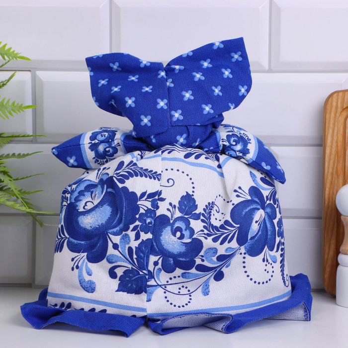 Грелка на чайник &laquo;Барыня&raquo;, средняя, гжель