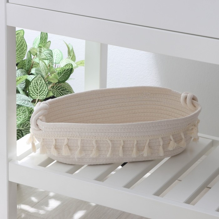 Корзина для хранения плетёная ручной работы LaDо́m &laquo;Вилена&raquo;, 38&times;22&times;12 см, цвет белый