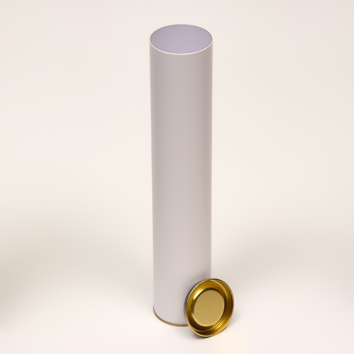 Тубус 63х350 мм (330 мм внутр. высота), под футболку, белая, картон, металлическая крышка Тубус 63х350 мм (330 мм внутр. высота), под футболку, белая, картон, металлическая крышка