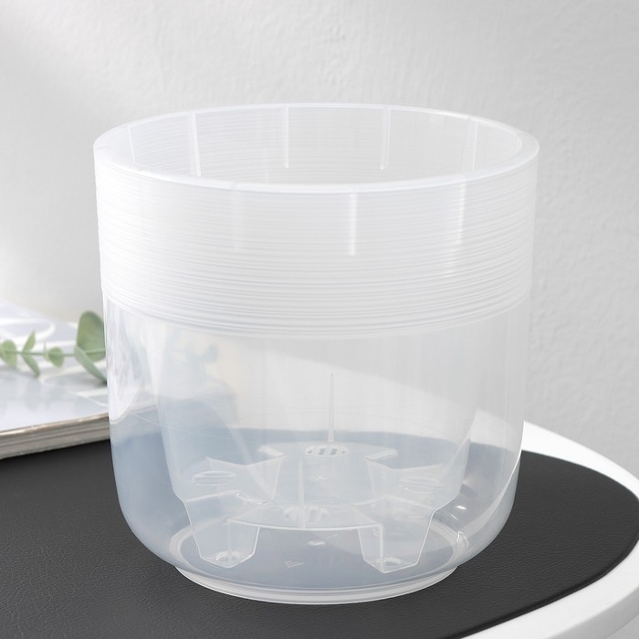 Кашпо для цветов со вставкой «Линель», 2,7 л, d=16 см, h=16 см, прозрачный Кашпо для цветов со вставкой «Линель», 2,7 л, d=16 см, h=16 см, прозрачный