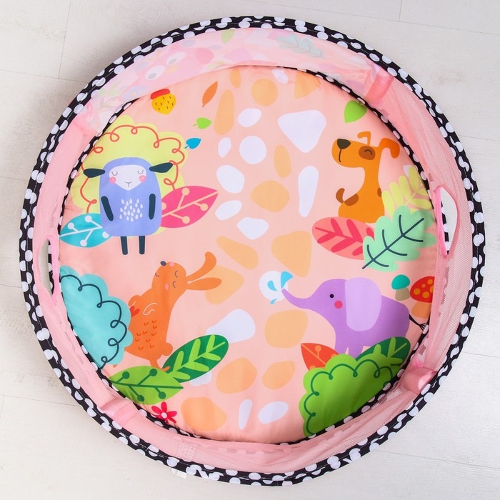 Развивающий коврик &laquo;Совушка&raquo;, бортик, с дугами, подушка, 30 цв. шаров, р - р 90х55х0,5 см.