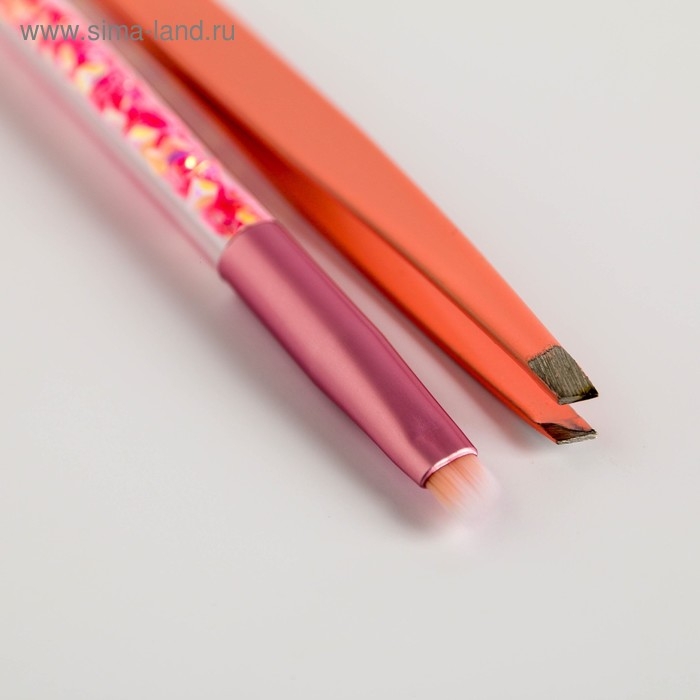 Подарочный набор для макияжа бровей &laquo;Милая альпака&raquo;, пинцет, кисть для макияжа, зеркало, трафарет, BEAUTY FOX