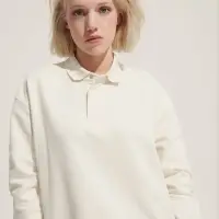 Рубашка поло оверсайз с длинным рукавом Heritage, молочная, размер XS