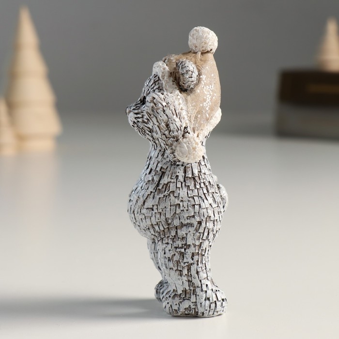 Сувенир полистоун Сувенир полистоун "Мишка в шапке-ушанке, стоит" серый МИКС 4,5х4х10,5 см