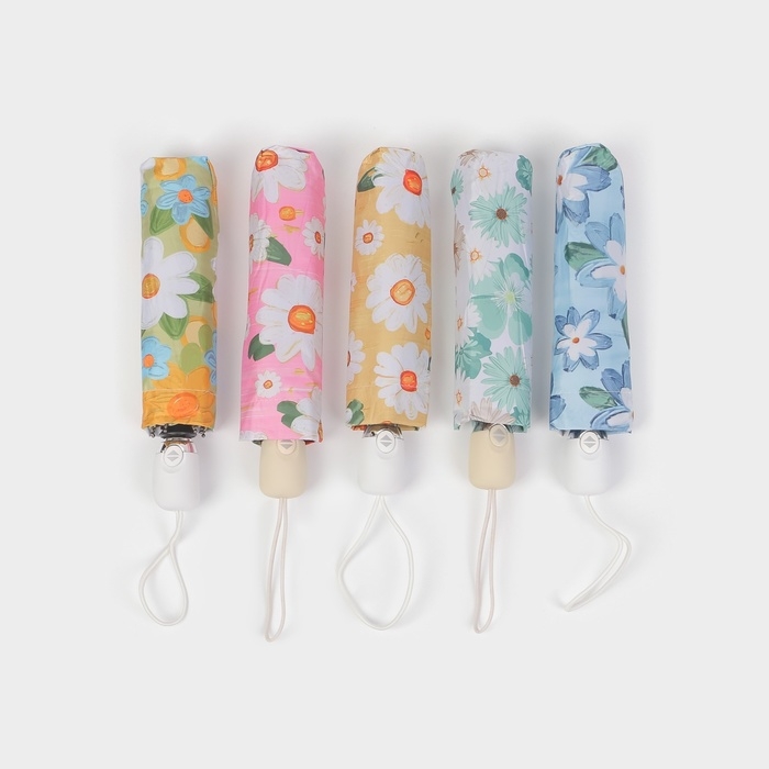 Зонт автоматический &laquo;Цветы&raquo;, эпонж, 4 сложения, 8 спиц, R = 48/55 см, D = 110 см, цвет МИКС