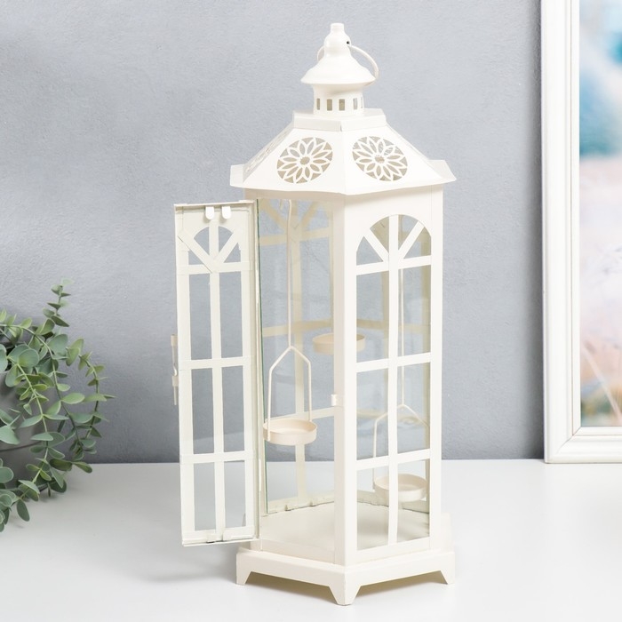 Подсвечник металл Подсвечник металл "Фонарь - цветок" МИКС 20х20х44 см