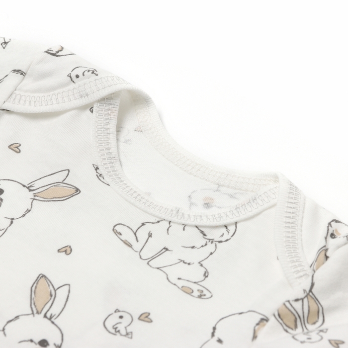 Боди детское с коротким рукавом, цвет белый/зайчики, рост 80