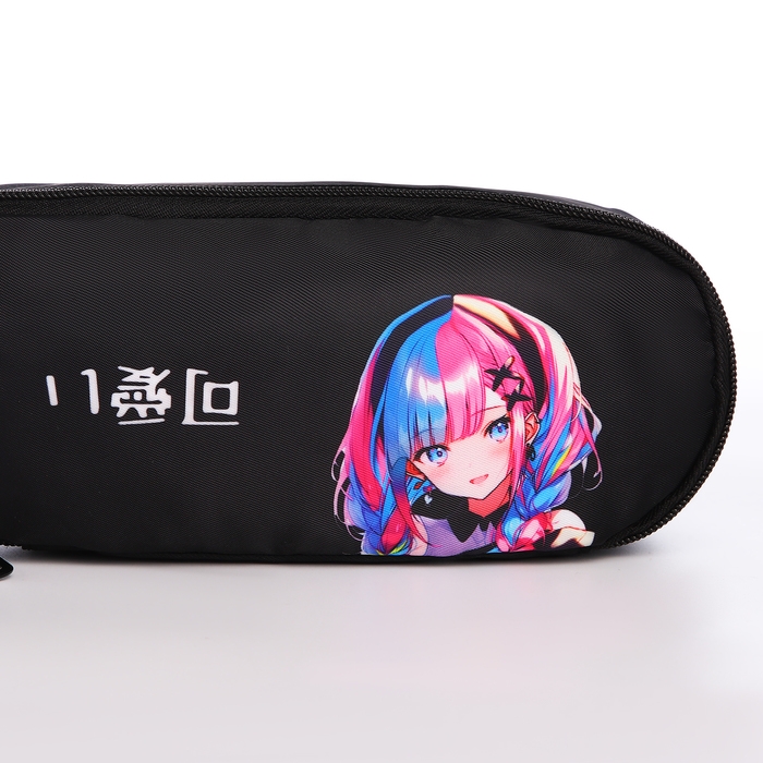 Рюкзак школьный с пеналом &laquo;Аниме девочка&raquo;, 42х28х13 см, цвет чёрный