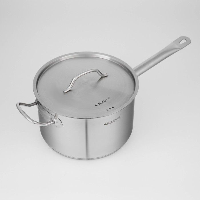 Ковш &laquo;Общепит&raquo;, 6,3 л, d=24 см, h=14,5 см, металлическая крышка, с теплораспределительным слоем, индукция