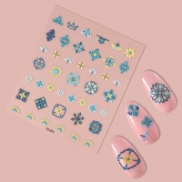 Наклейки для ногтей «Витраж», объёмные, цвет голубой/жёлтый/зелёный Наклейки для ногтей «Витраж», объёмные, цвет голубой/жёлтый/зелёный