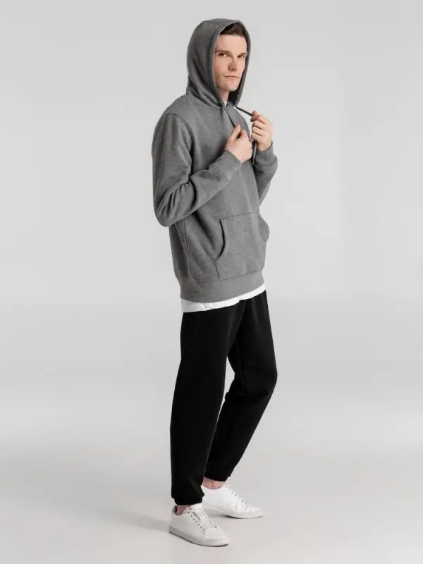 Толстовка с капюшоном унисекс King, темно-серый меланж, размер S