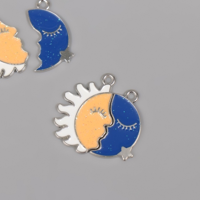 Декор для творчества металл, эмаль Декор для творчества металл, эмаль "Солнце + месяц" набор 2 шт 2,9х2,7 см