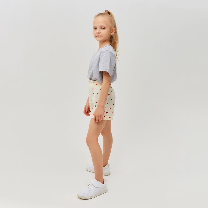 Шорты для девочки MINAKU: Cotton Collection цвет бежевый, рост 140 Шорты для девочки MINAKU: Cotton Collection цвет бежевый, рост 140