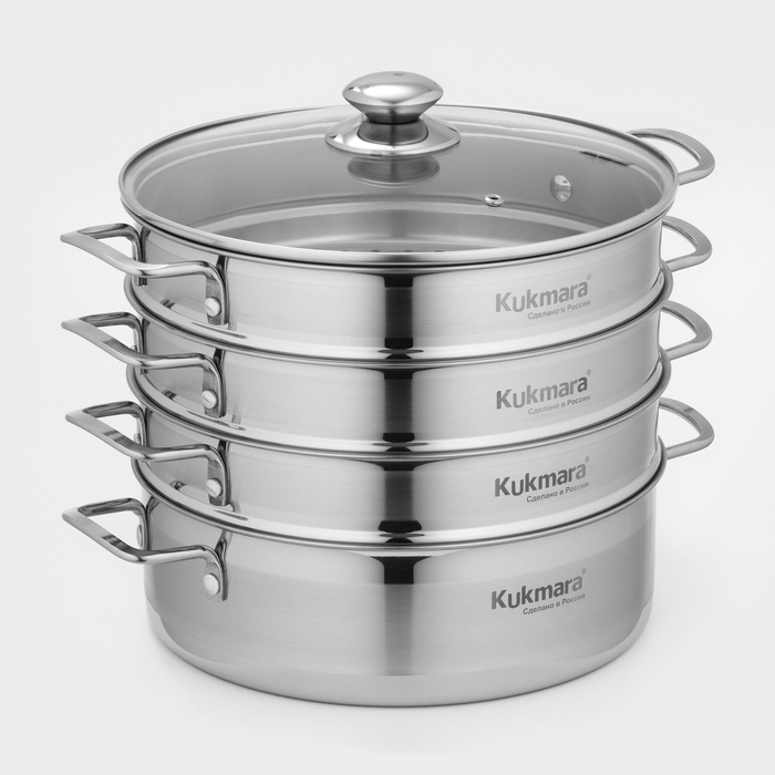Мантоварка-пароварка, 4 л, d=26 см, 3 секции, стеклянная крышка Мантоварка-пароварка, 4 л, d=26 см, 3 секции, стеклянная крышка