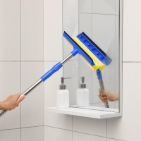 Окномойка с телескопической стальной ручкой и сгоном Доляна, 25&times;7&times;77(108) см, поролон