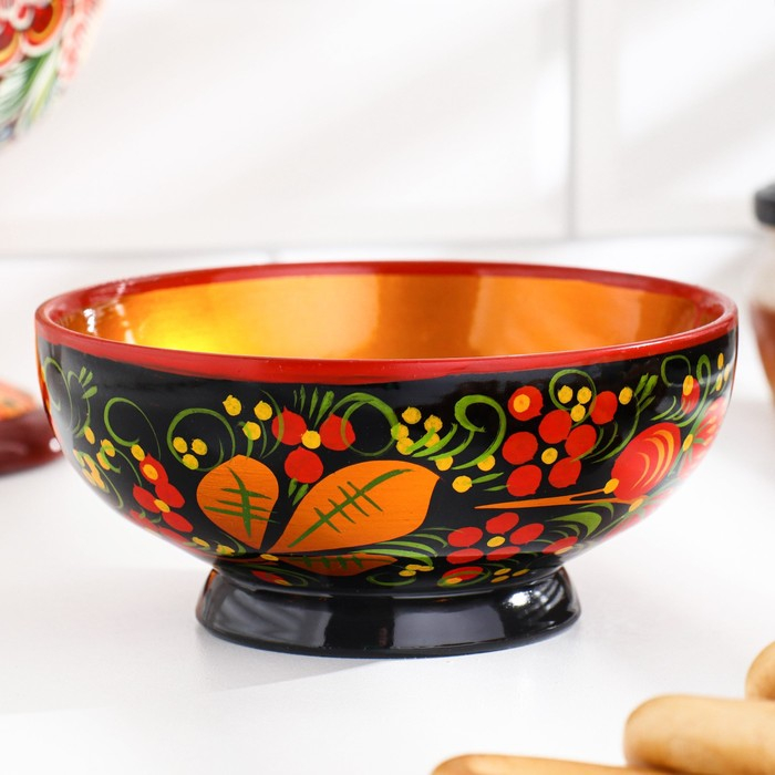 Салатник, средний, 14×7,5 см, хохлома Салатник, средний, 14×7,5 см, хохлома