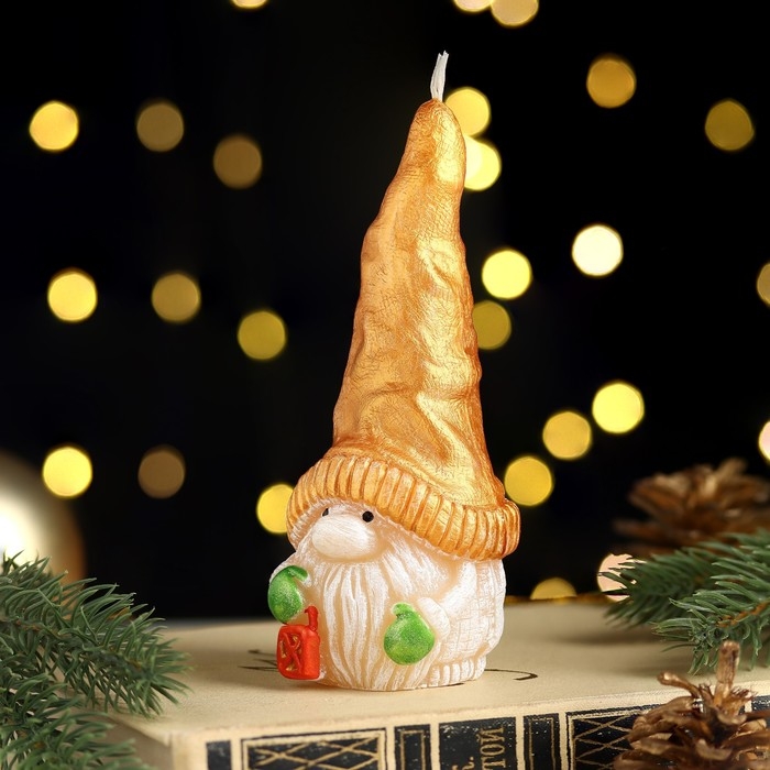 Свеча декоративная Свеча декоративная "Сказочный гномик", 5,2х5,8х13,2 см, металлик