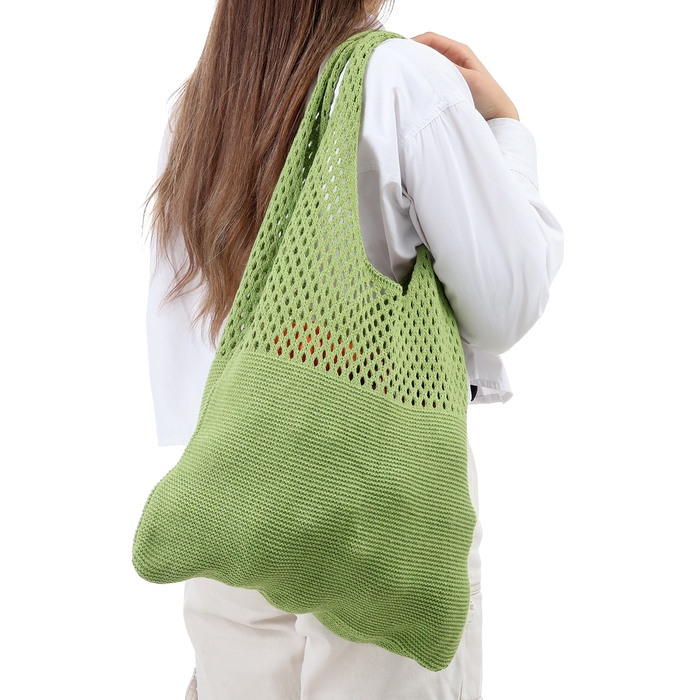 Авоська 38 х 62 см, ручка 22 см, клетка 0.5 см, зеленая