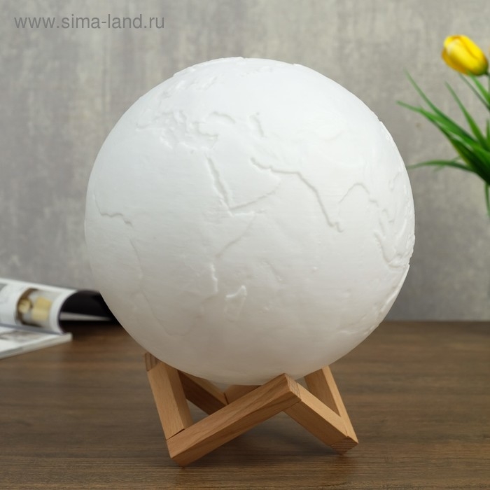 Ночник с ПДУ "Планета" RGB LED USB белый 18x18x19 см RISALUX