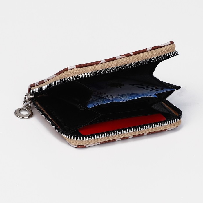 Кошелёк на молнии, отдел для карт, для монет, цвет коричневый Кошелёк на молнии, отдел для карт, для монет, цвет коричневый