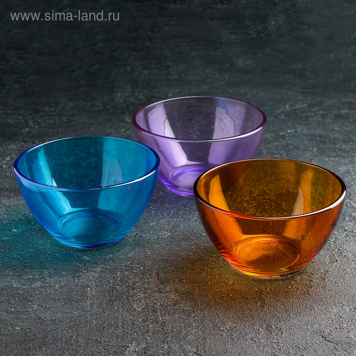 Набор салатников &laquo;Радуга&raquo;, 250 мл, 3 шт, цвет МИКС