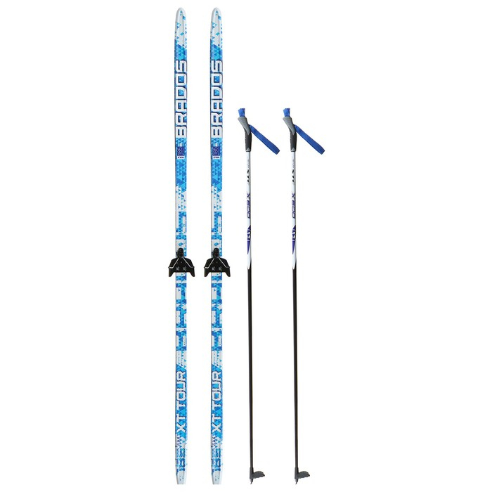 Комплект лыжный: пластиковые лыжи 185 см без насечек, стеклопластиковые палки 145 см, крепления NN75 мм, цвета МИКС Комплект лыжный: пластиковые лыжи 185 см без насечек, стеклопластиковые палки 145 см, крепления NN75 мм, цвета МИКС