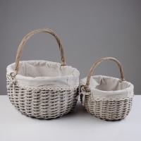 Набор корзин, 2 шт, 40&times;30&times;20/40 см, 28&times;21&times;14/27 см, ива, текстиль