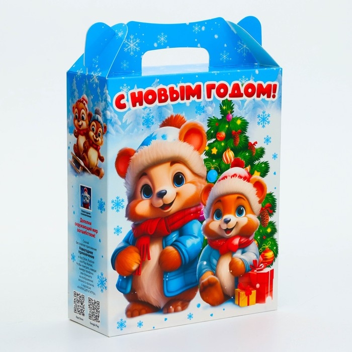 Новый год. Подарочная коробка Новогодняя ПОДАРОК ХРОМ Новый год. Подарочная коробка Новогодняя ПОДАРОК ХРОМ "Лесная банда" с игрой и анимацией 17 х 6,8 х 20 см.