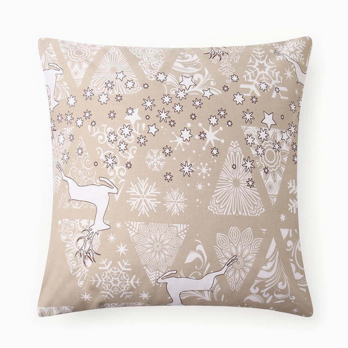Новый год. Наволочка Этель 70*70 "Олени", 100%хлопок, бязь, 125 гр/м2