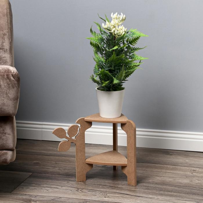 Стойка-полка для цветов двухъярусная Стойка-полка для цветов двухъярусная "Флора" 21х27х25 см, неокрашенная (для декорирования)