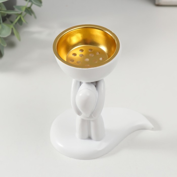 Подставка под благовония полистоун Подставка под благовония полистоун "Человечек" белый 10,9х6,4х9,9 см